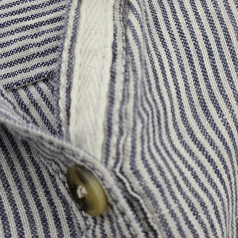 Tahari Blue White Striped Linen Sleeveless Button Front Dress Large w Pockets - Picture 8 of 8